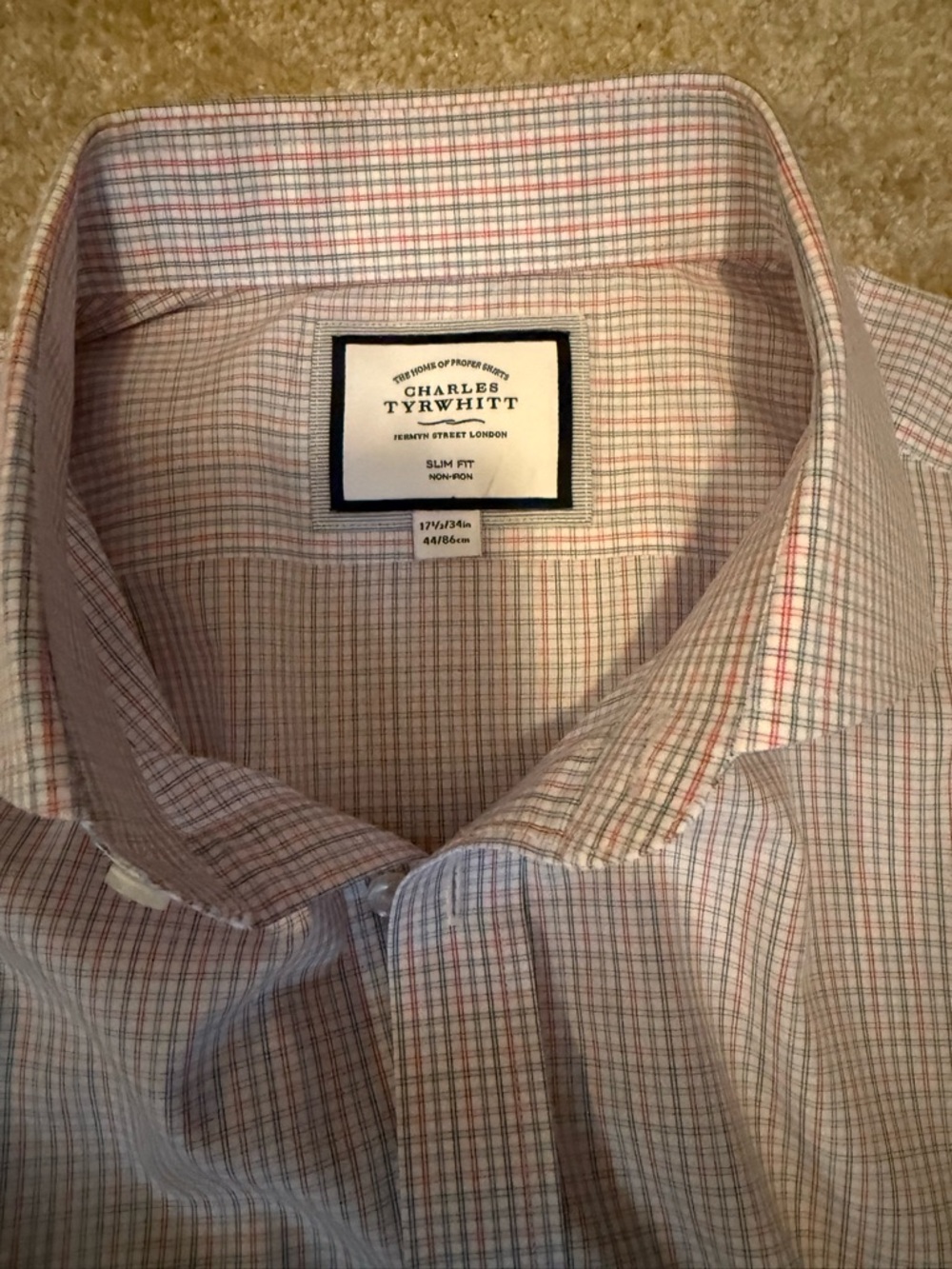 Charles Tyrwhitt Slim Fit Pink and White Checked Dress Shirt
